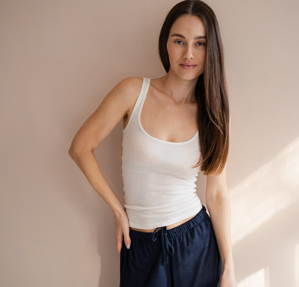 minimalisma - tonic, silk/wool tank top, white