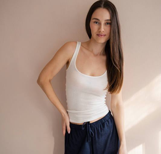 minimalisma - tonic, silk/wool tank top, white
