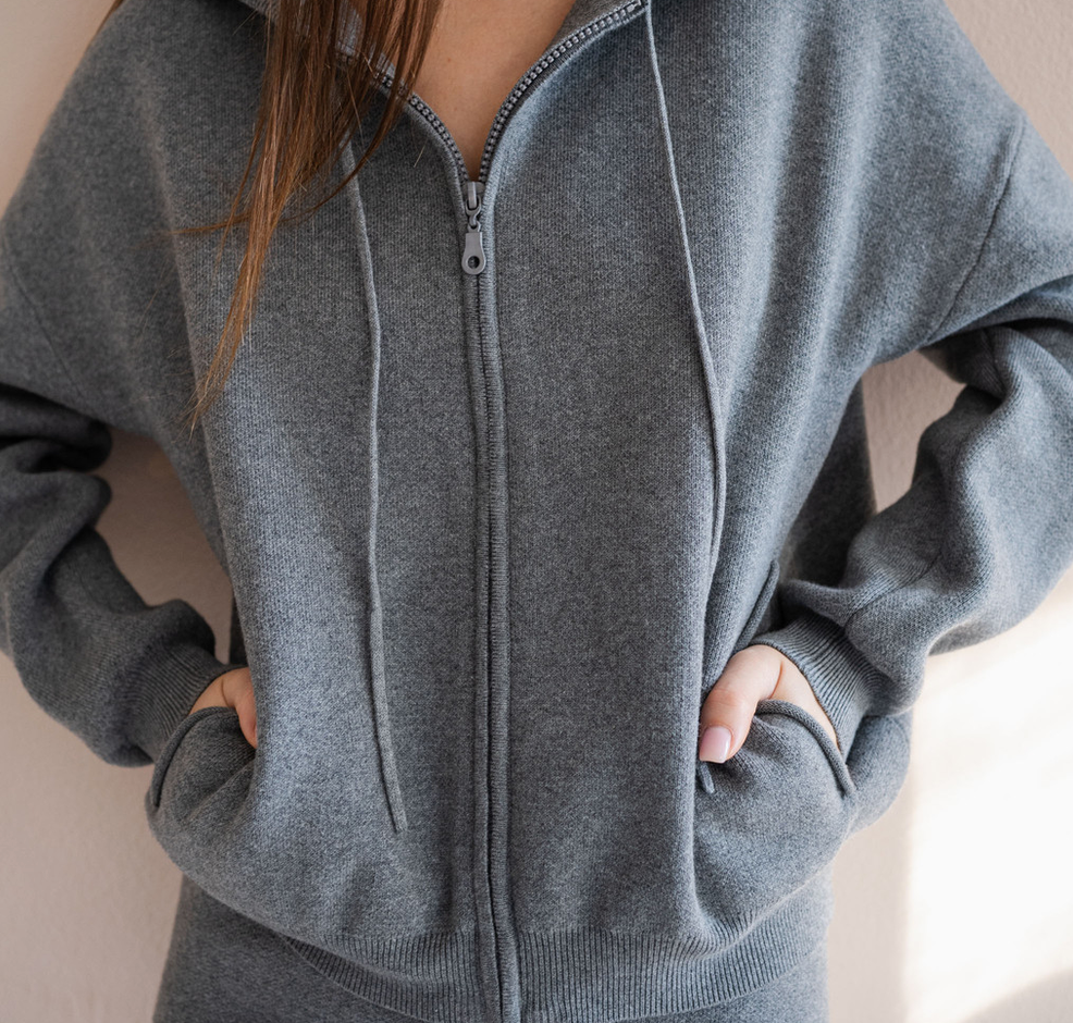 minimalisma - robin, organic cotton hoodie, grey melange