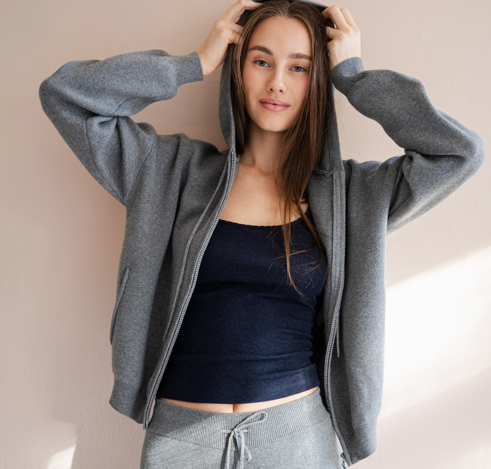 minimalisma - robin, organic cotton hoodie, grey melange
