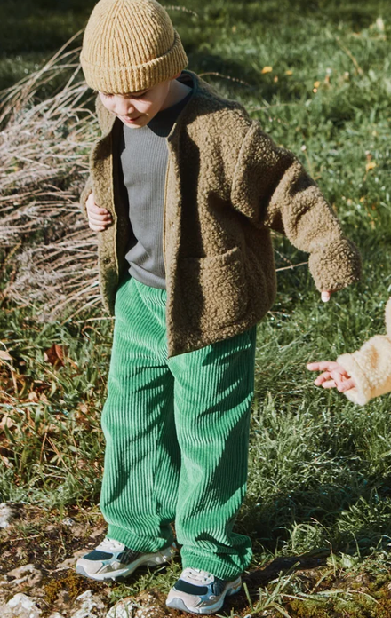 poudreorganic - pantalon coing velours cotele, medium green