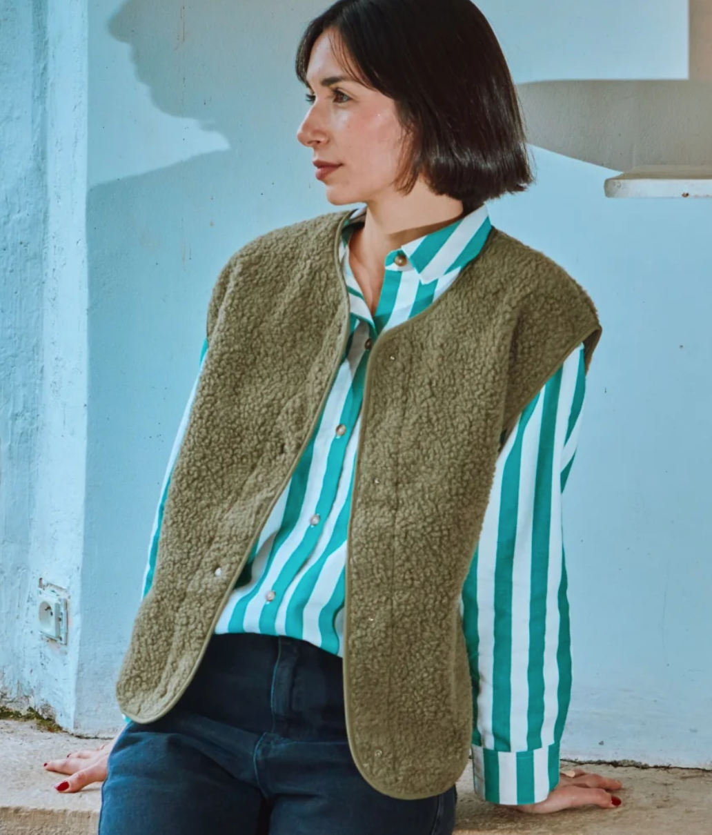 poudreorganic - veste sheep laine adulte, taupe vert