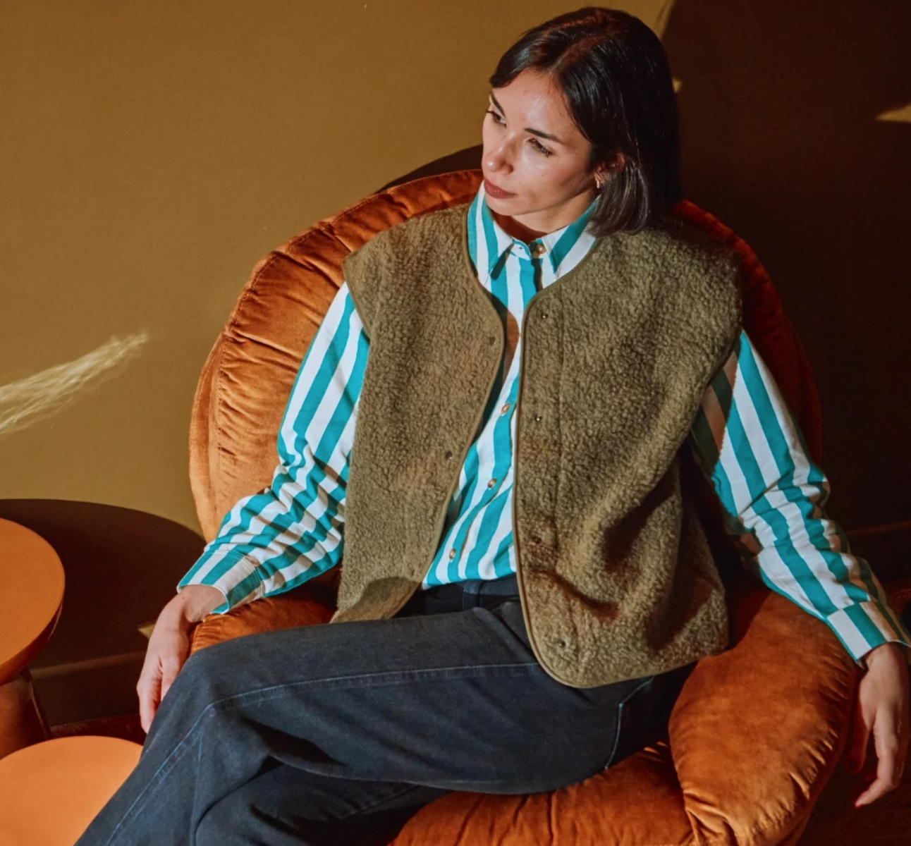 poudreorganic - veste sheep laine adulte, taupe vert