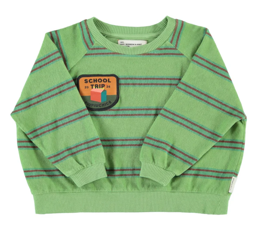 piupiuchick - terry sweatshirt, green, stripes