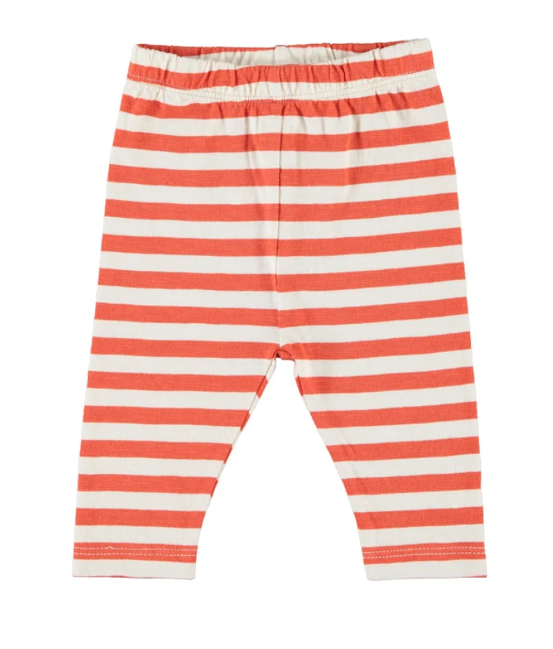 piupiuchick - leggings, red & ecru, stripes
