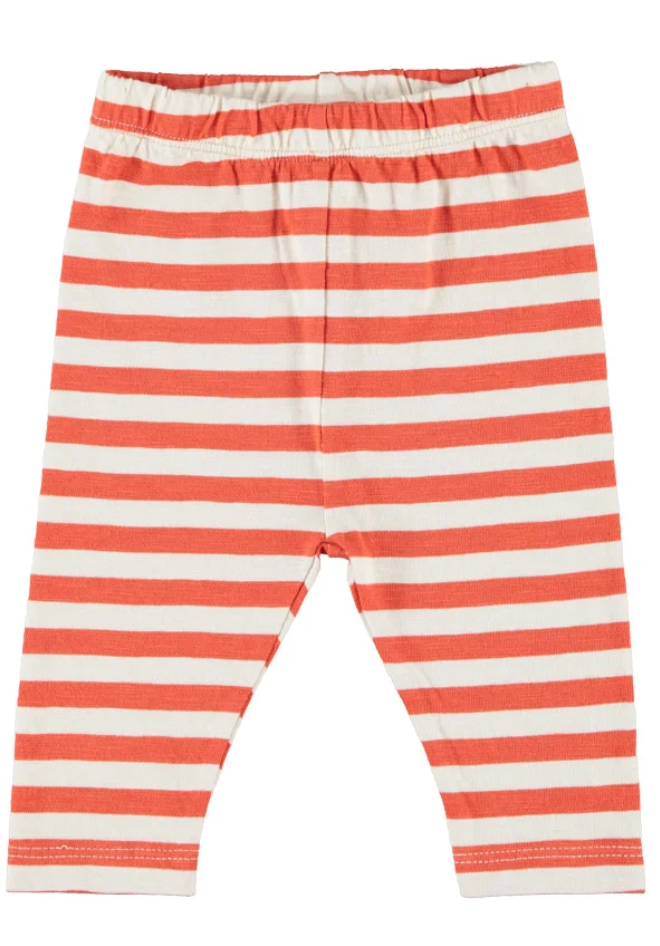 piupiuchick - leggings, red & ecru, stripes