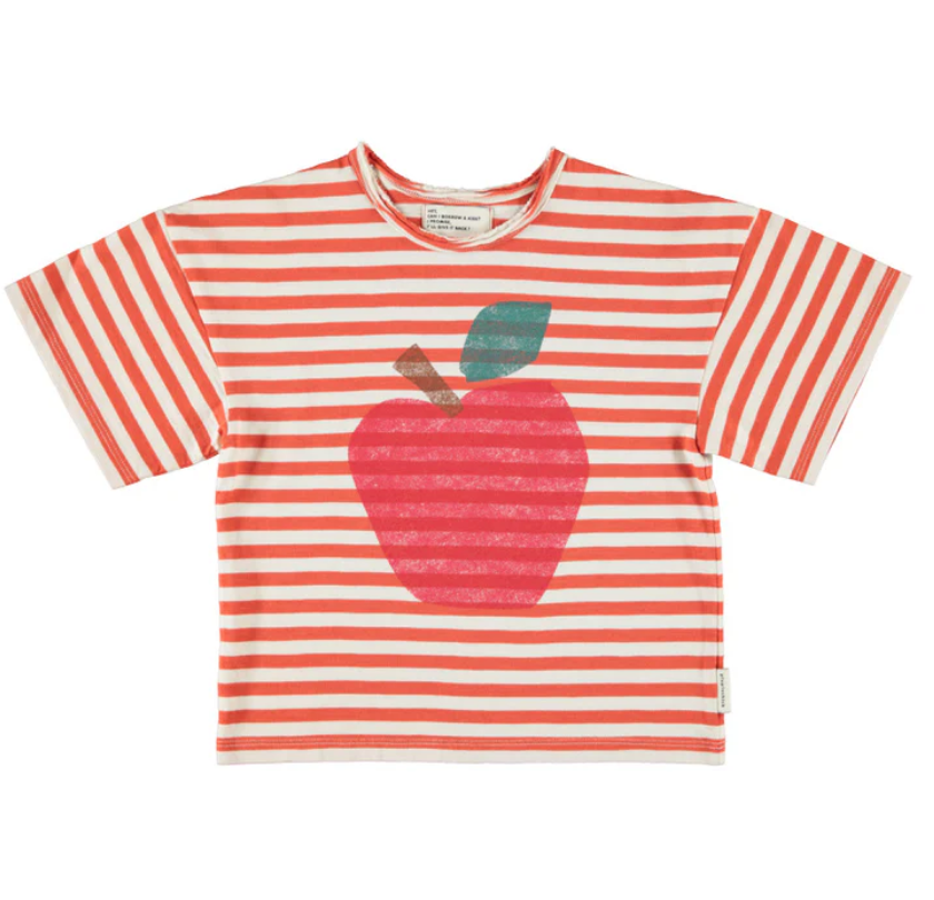piupiuchick - oversize shirt, red & ecru, apple