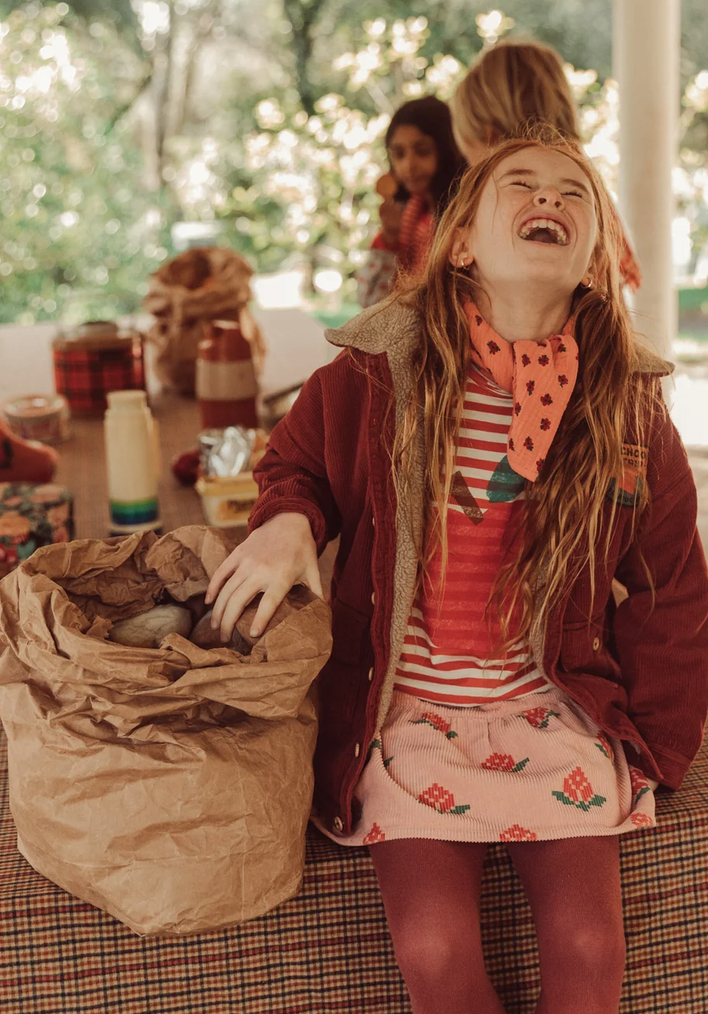 piupiuchick - oversize shirt, red & ecru, apple
