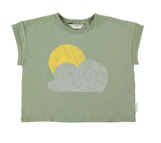 piupiuchick - shirt, olive green, sun & cloud
