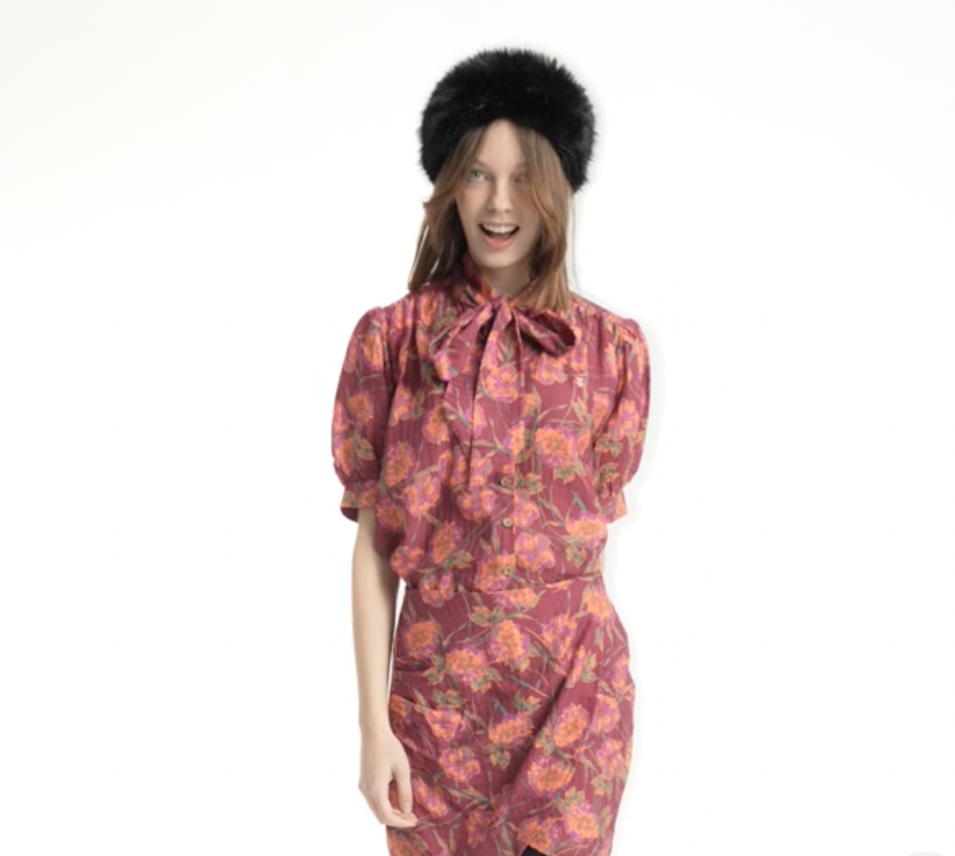 sisters department - blouse, bordeaux, flowers