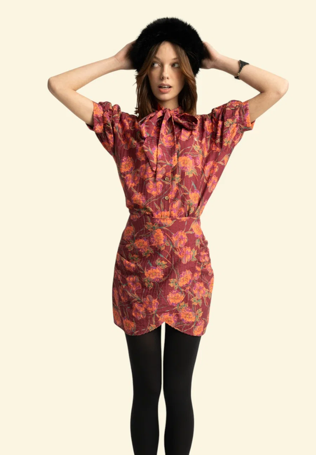 sisters department - blouse, bordeaux, flowers