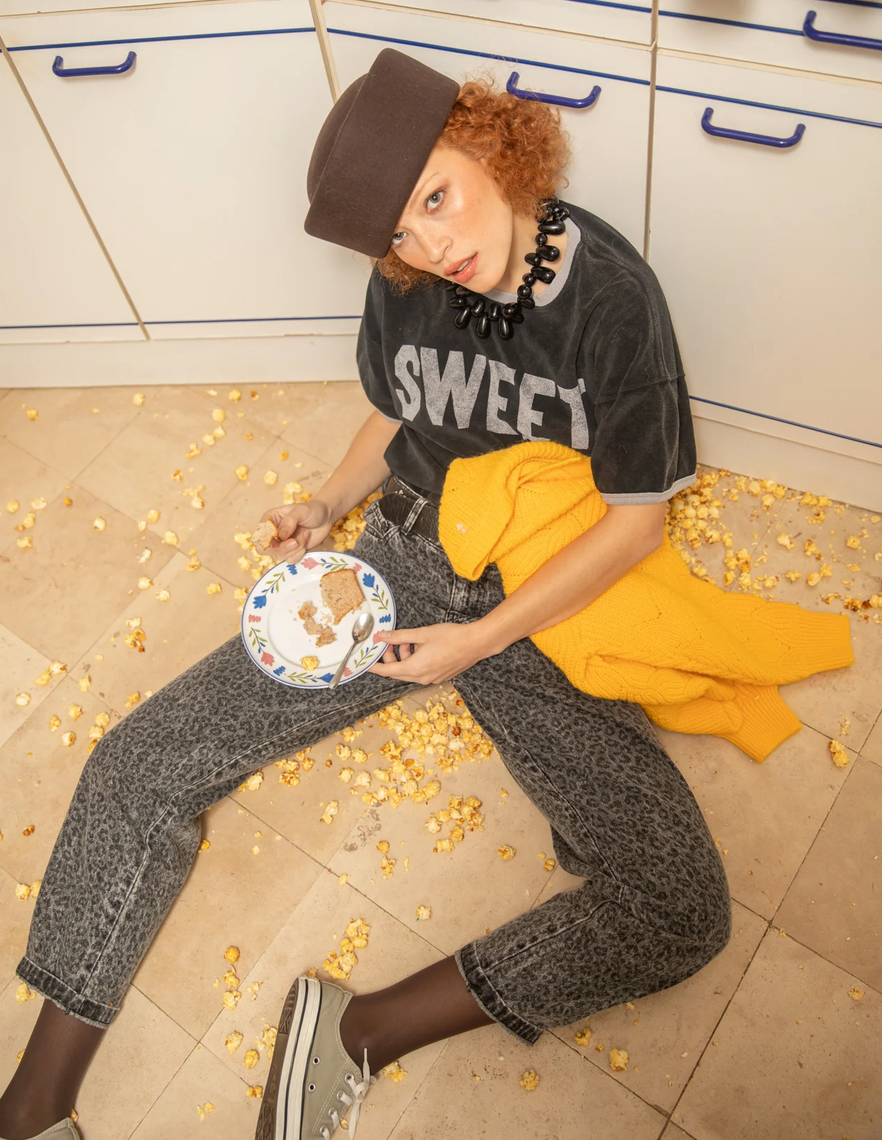 sisters department - trousers, black, animal