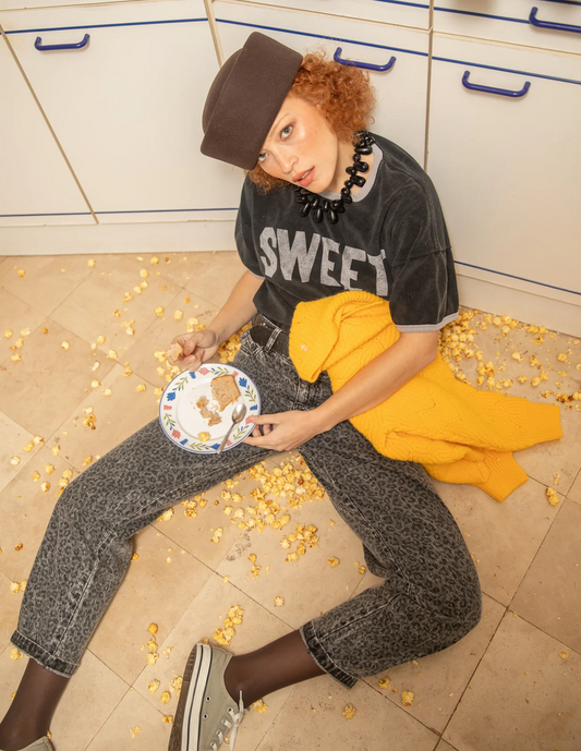 sisters department - trousers, black, animal