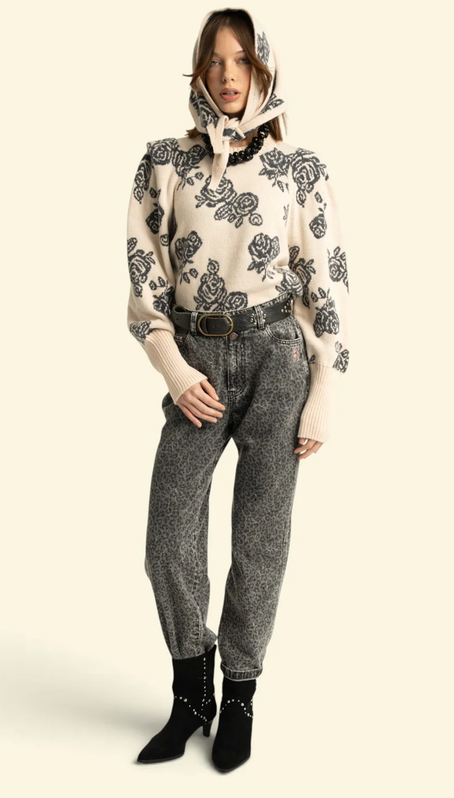 sisters department - trousers, black, animal