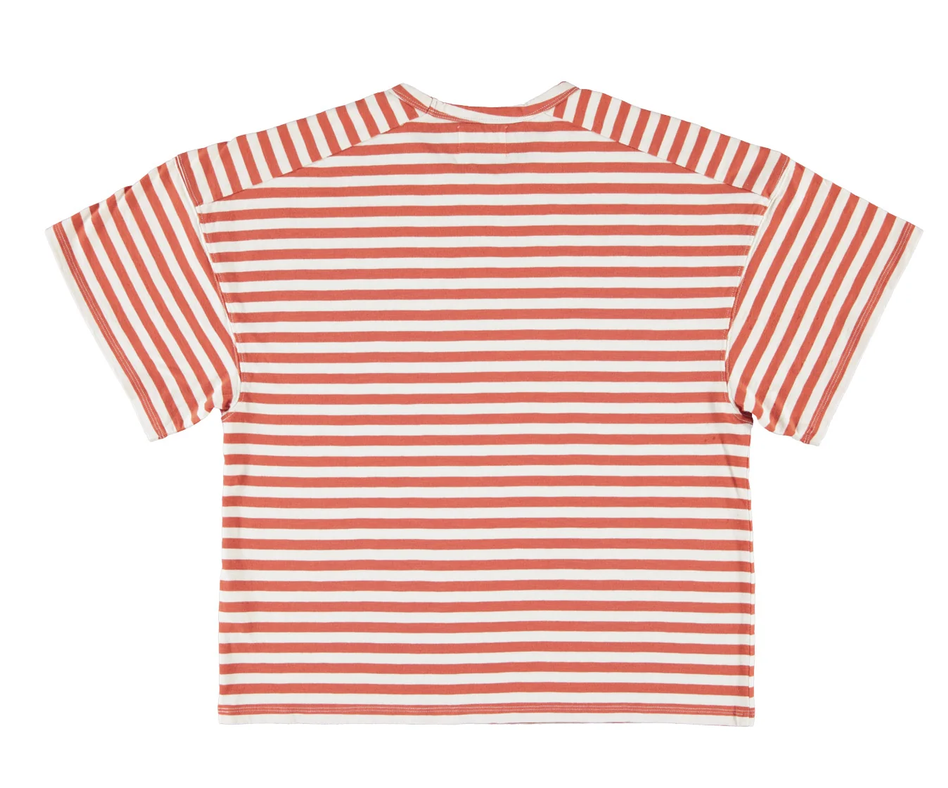 sisters department - shirt, red & ecru, stripes