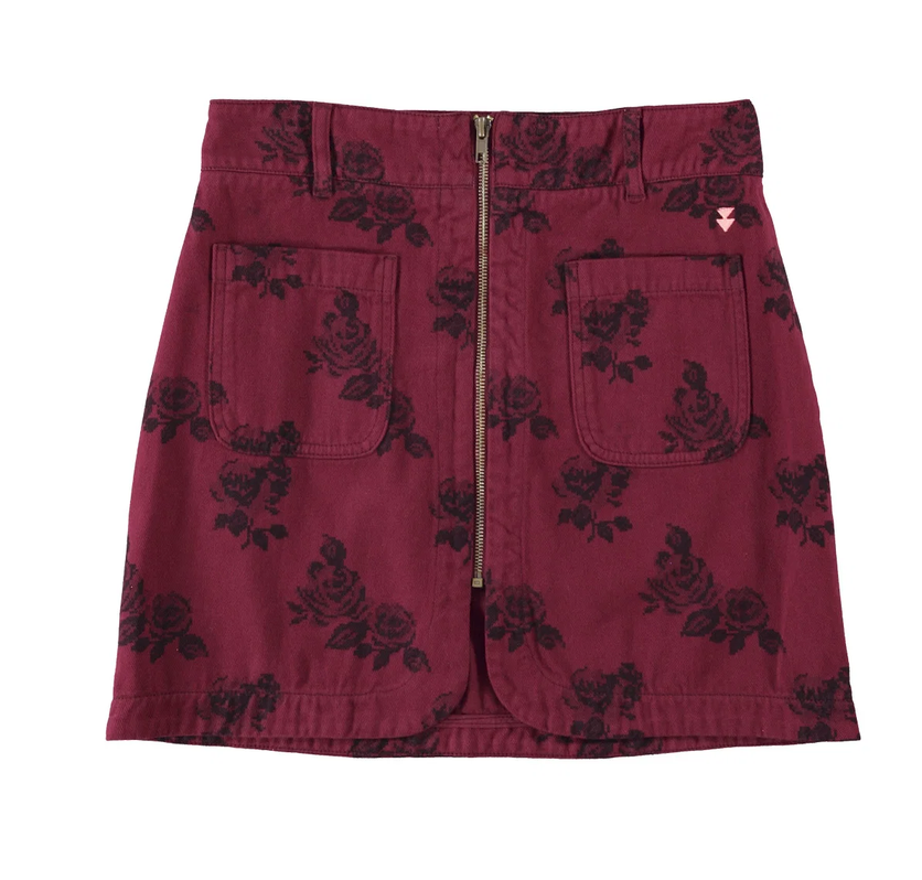 sisters department - short skirt, bordeaux, black roses