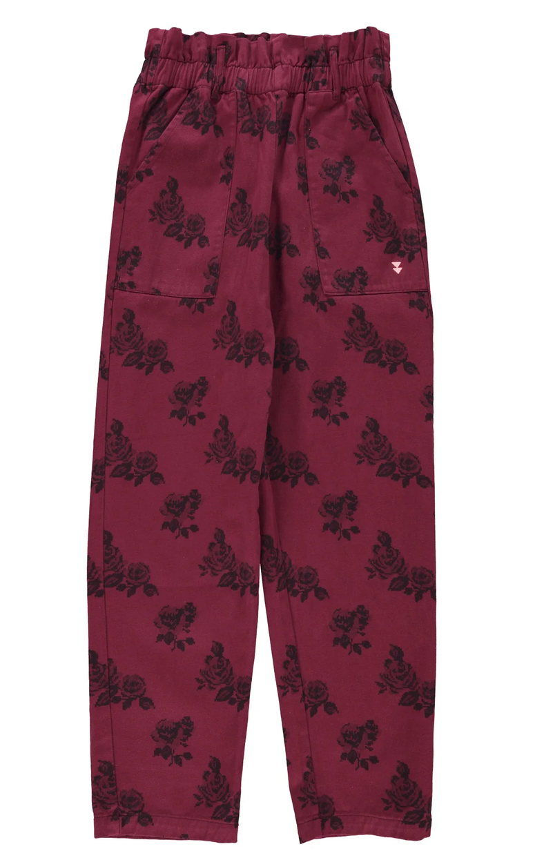 sisters department - trousers, bordeaux, black roses