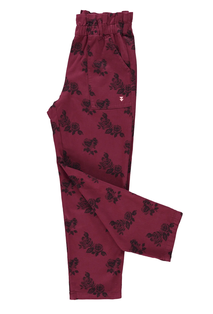 sisters department - trousers, bordeaux, black roses