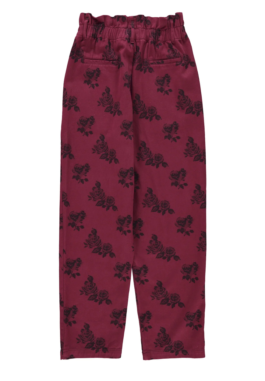 sisters department - trousers, bordeaux, black roses