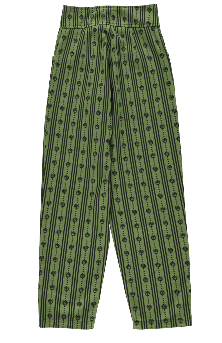 sisters department - trousers, green, floral stripes