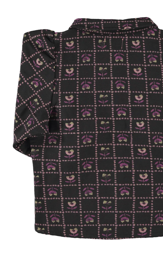 sisters department - jacquard jacket, black, floral checkered