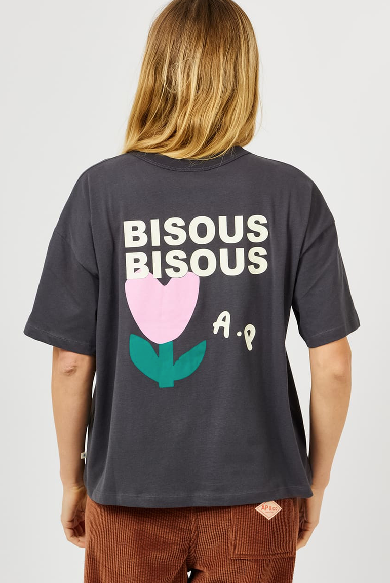 AP woman - shirt bisous bisous, anthracite