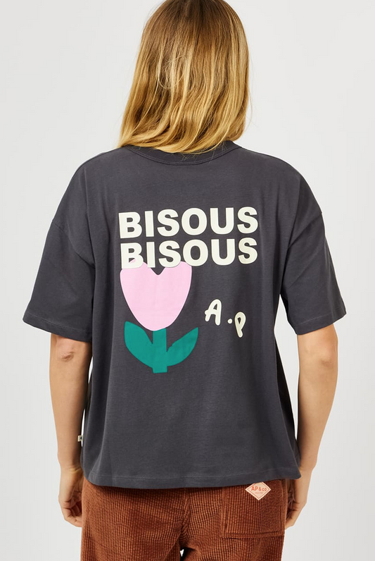AP woman - shirt bisous bisous, anthracite
