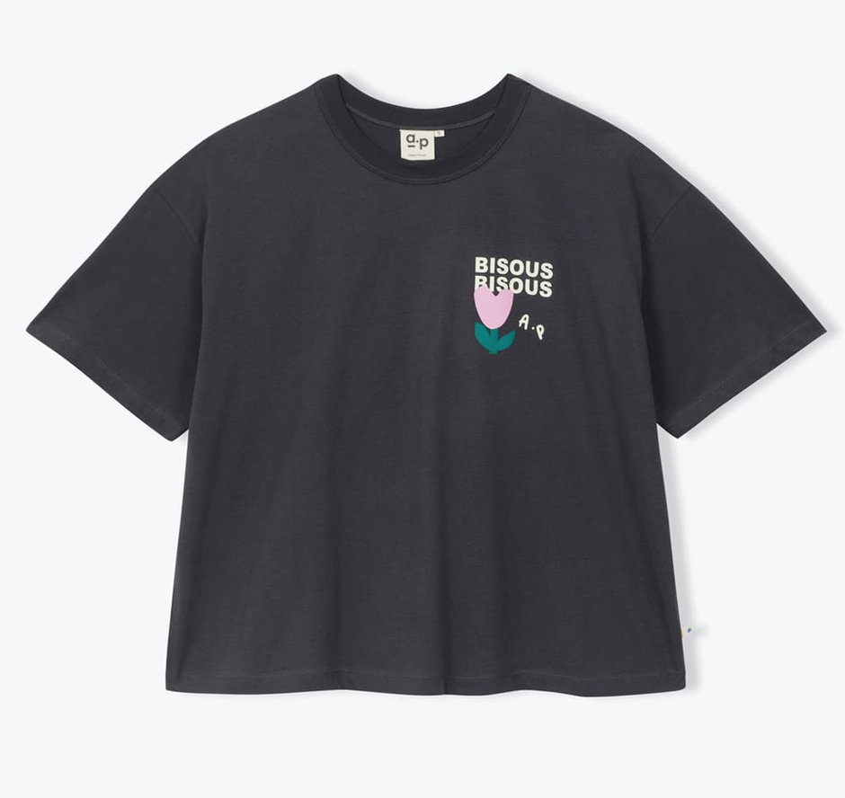 AP woman - shirt bisous bisous, anthracite