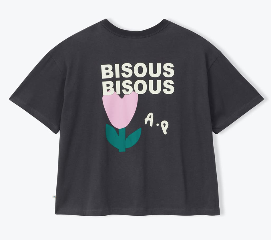 AP woman - shirt bisous bisous, anthracite
