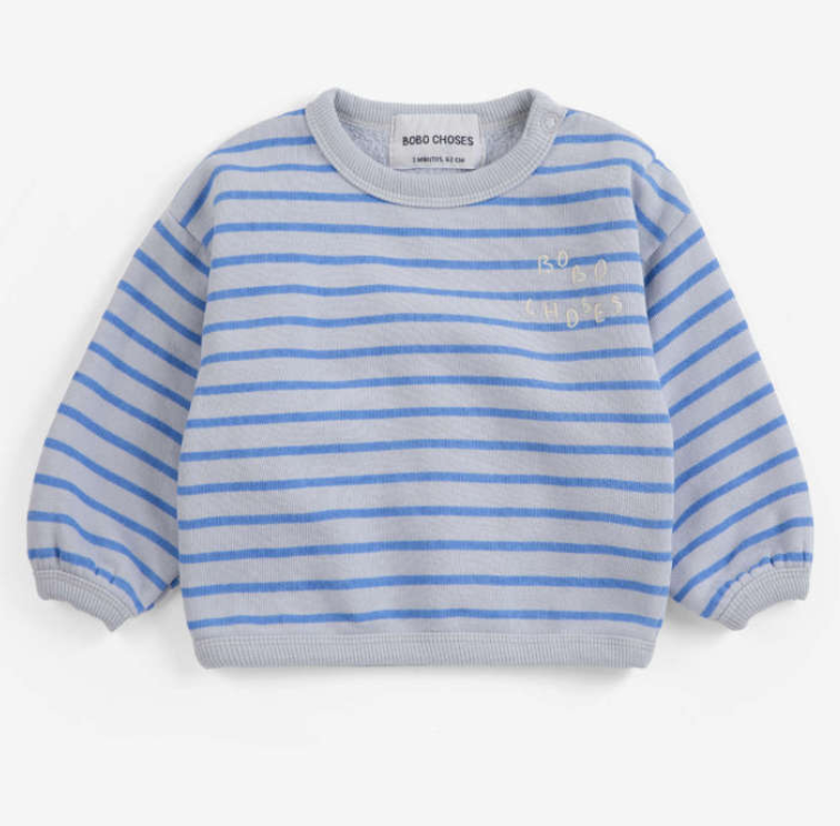 bobo choses kids - stripes sweatshirt, grey & blue