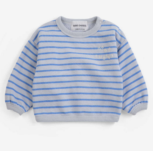 bobo choses kids - stripes sweatshirt, grey & blue