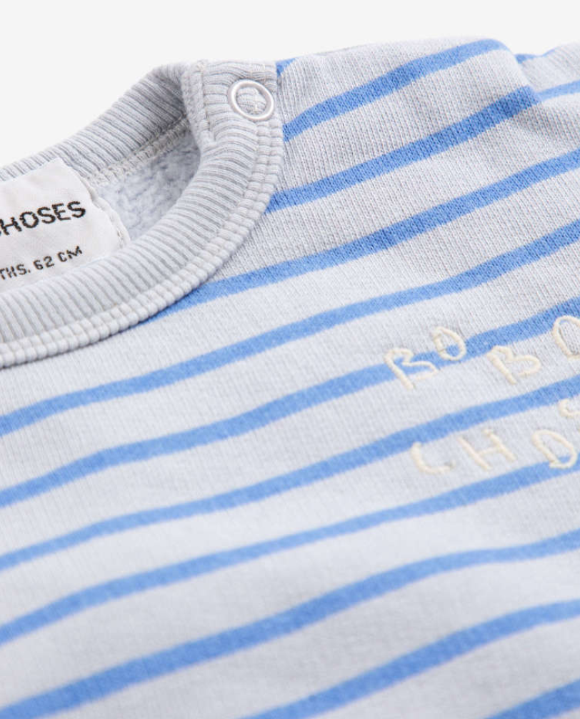 bobo choses kids - stripes sweatshirt, grey & blue