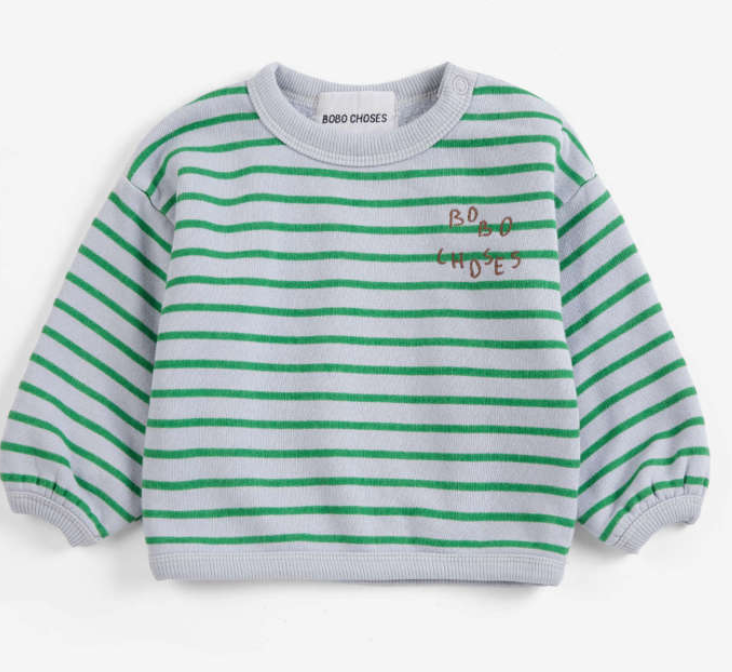 bobo choses kids - stripes sweatshirt, grey & green