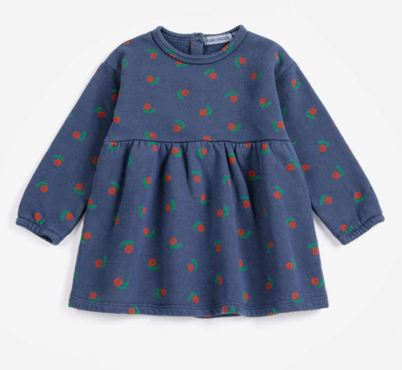 bobo choses kids - stamp bloom all over fleece dress