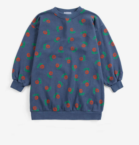 bobo choses kids - stamp bloom all over sweatshirt dress