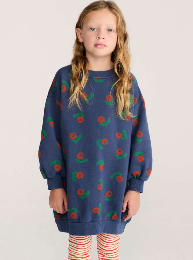 bobo choses kids - stamp bloom all over sweatshirt dress