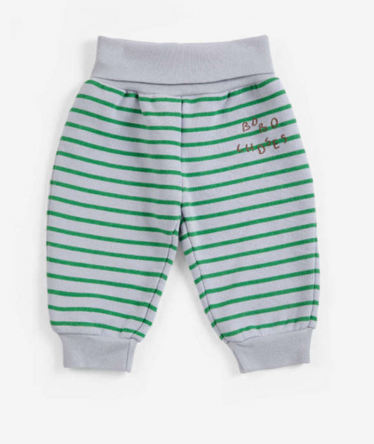 bobo choses kids - stripes jogging pants, grey & green