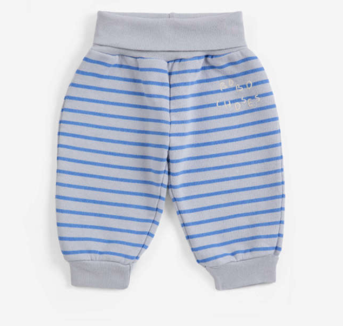 bobo choses kids - stripes jogging pants, grey & blue