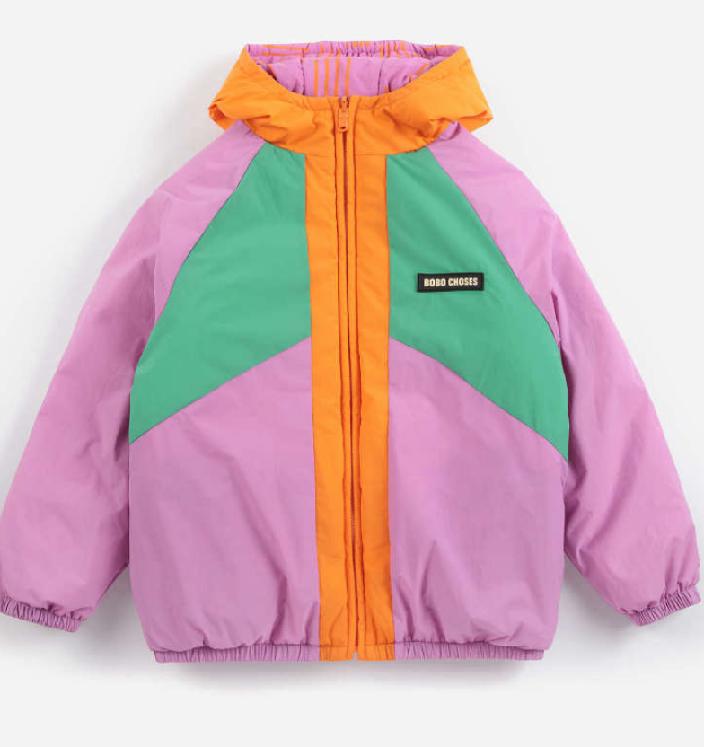 bobo choses kids - almost moiré all over reversible anorak, fuchsia