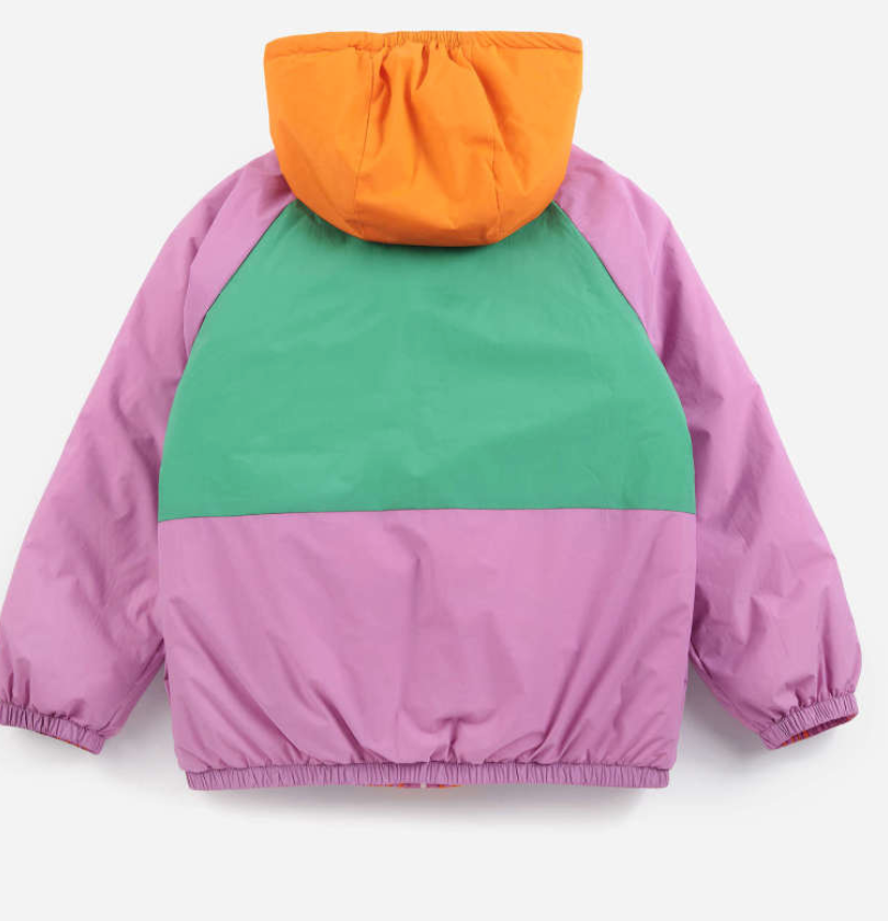 bobo choses kids - almost moiré all over reversible anorak, fuchsia