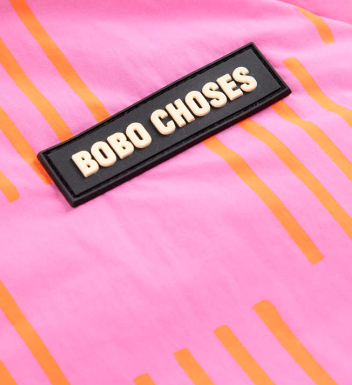 bobo choses kids - almost moiré all over reversible anorak, fuchsia