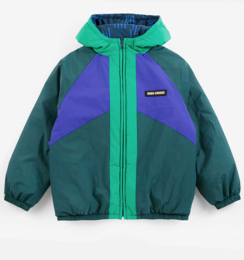 bobo choses kids - almost moiré all over reversible anorak, navy
