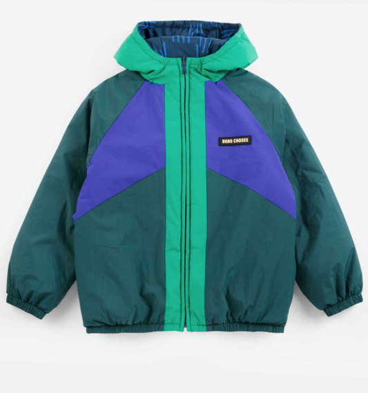 bobo choses kids - almost moiré all over reversible anorak, navy