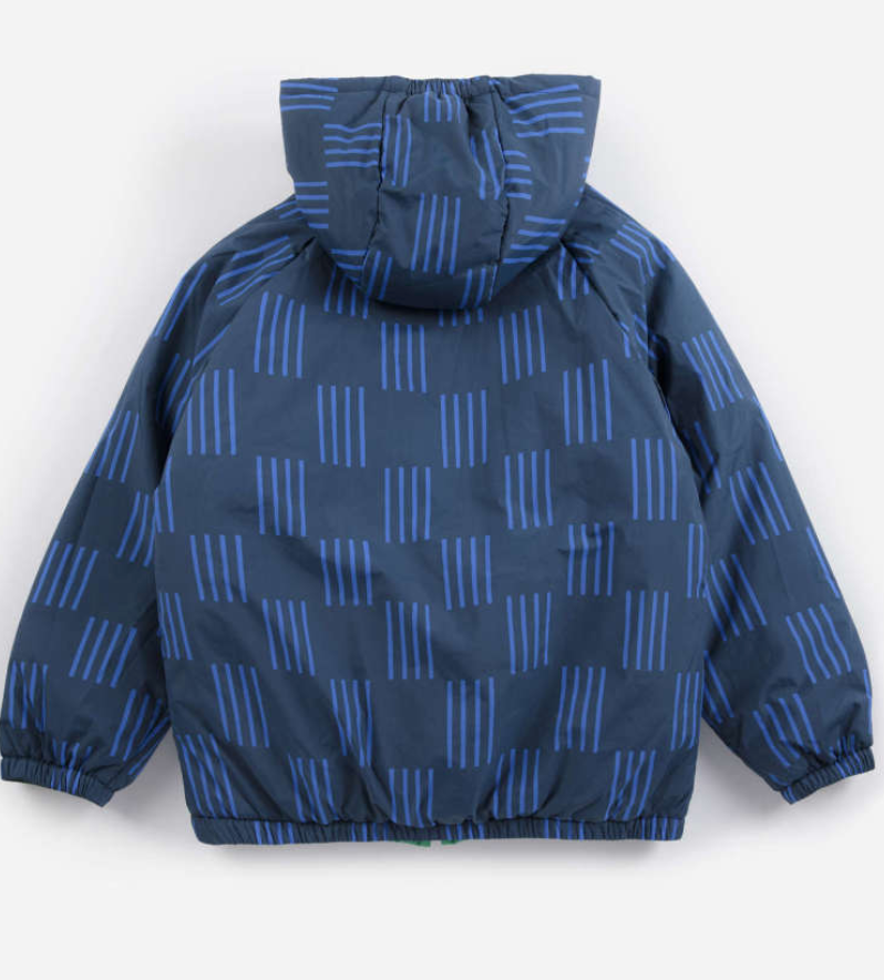 bobo choses kids - almost moiré all over reversible anorak, navy