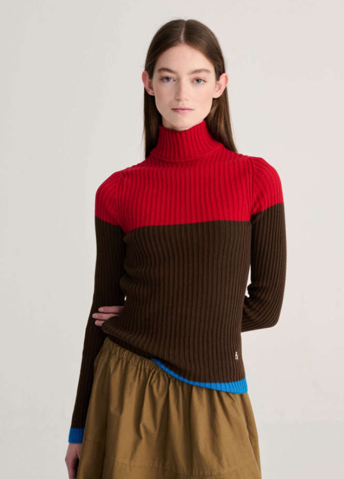 bobo choses adults - color block cotton turtleneck jumper