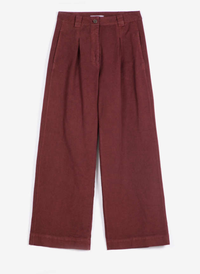 bobo choses adults - pleated twill wide‑leg pants, dark brown