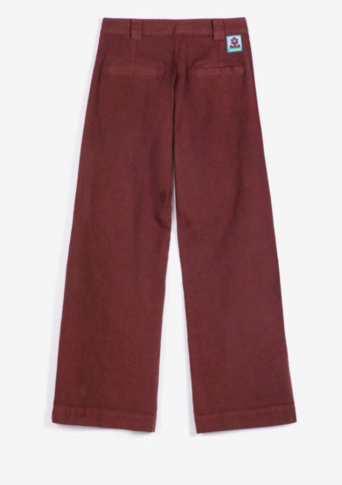 bobo choses adults - pleated twill wide‑leg pants, dark brown