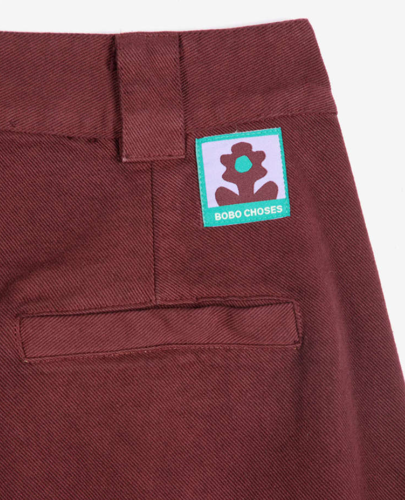 bobo choses adults - pleated twill wide‑leg pants, dark brown