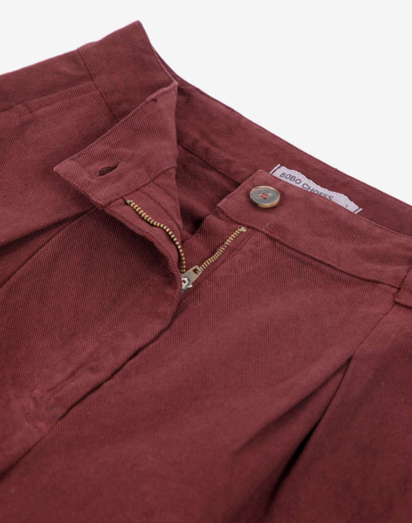 bobo choses adults - pleated twill wide‑leg pants, dark brown