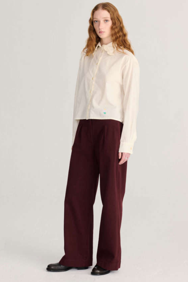 bobo choses adults - pleated twill wide‑leg pants, dark brown
